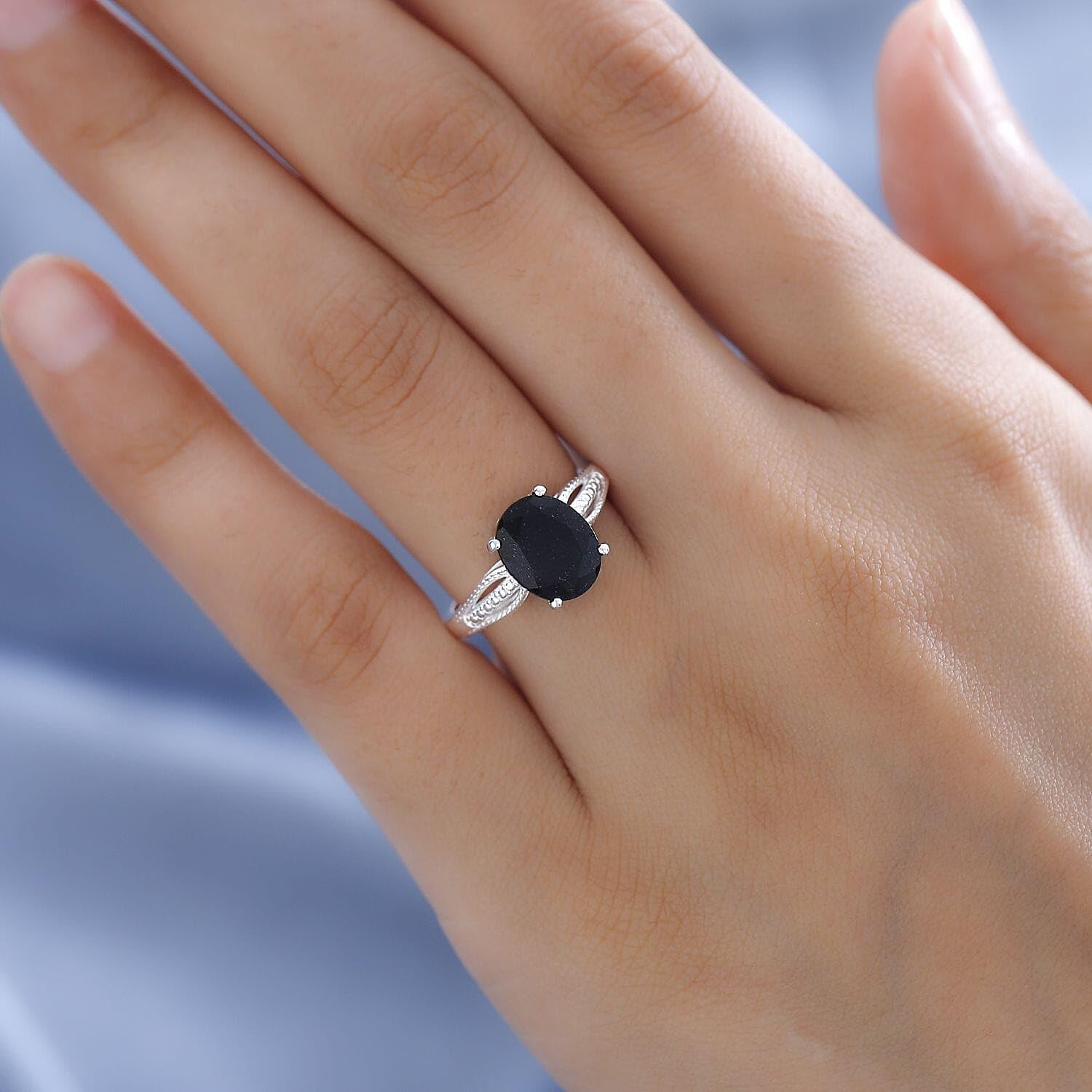 Black Tourmaline Ring 925 Sterling Silver Split Shank Vintage Statement Engagement Women Jewelry Birthday Christmas Gifts for Women - Image 2