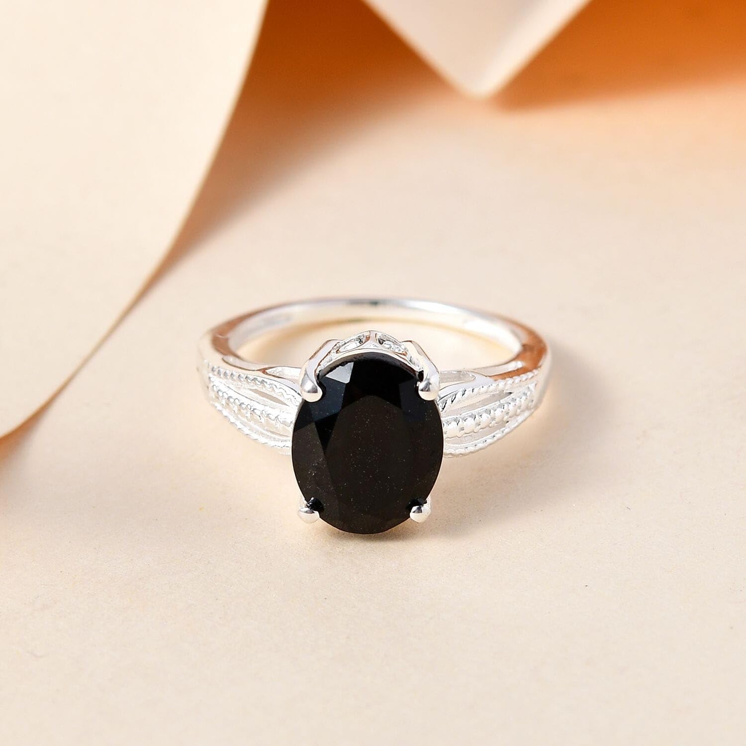 Black Tourmaline Ring 925 Sterling Silver Split Shank Vintage Statement Engagement Women Jewelry Birthday Christmas Gifts for Women - Image 5