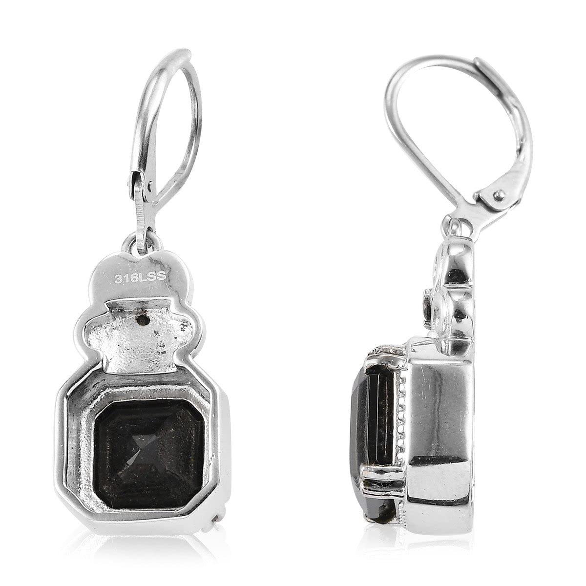 Black Tourmaline & Spinel Dangle Earrings for Women Jewelry Birthstone Jewelry Stainless Steel Lever Back Women Ct 7.13 (10x10 MM) Birthday Christmas Gifts - Image 5