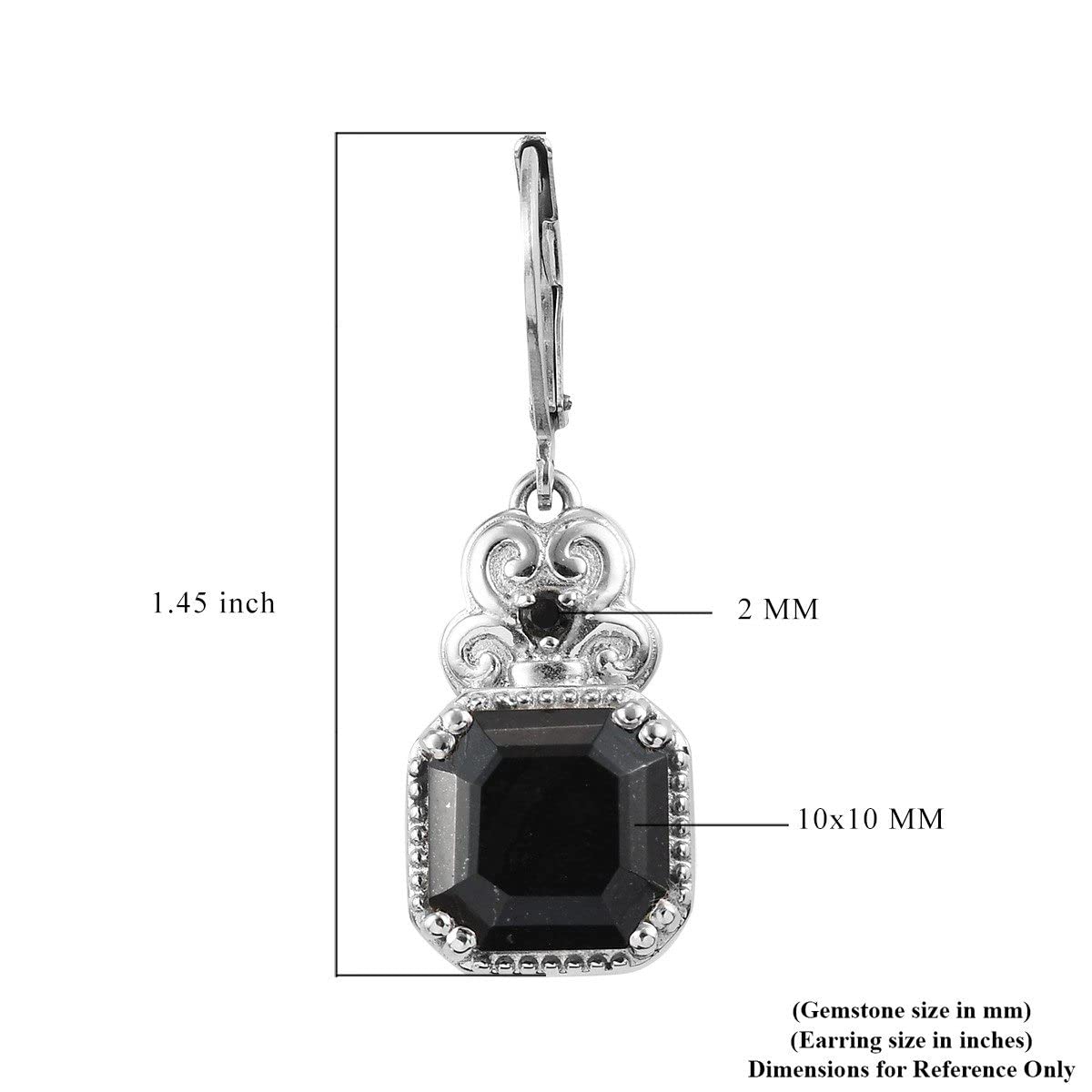 Black Tourmaline & Spinel Dangle Earrings for Women Jewelry Birthstone Jewelry Stainless Steel Lever Back Women Ct 7.13 (10x10 MM) Birthday Christmas Gifts - Image 6
