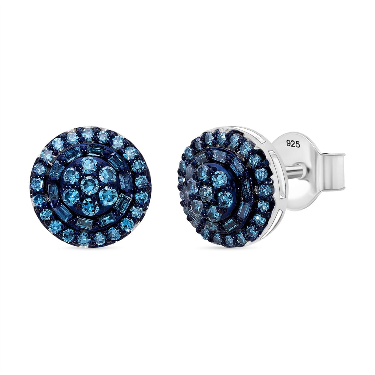 Blue Diamond I1-I2 0.50 Ct A Touch of Luxury Earrings in Platinum Plated Sterling Silver Birthday Christmas Gifts