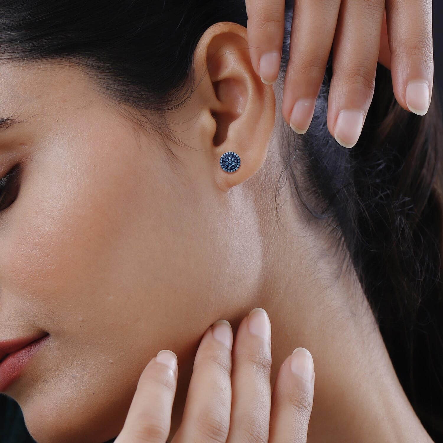 Blue Diamond I1-I2 0.50 Ct A Touch of Luxury Earrings in Platinum Plated Sterling Silver Birthday Christmas Gifts - Image 2