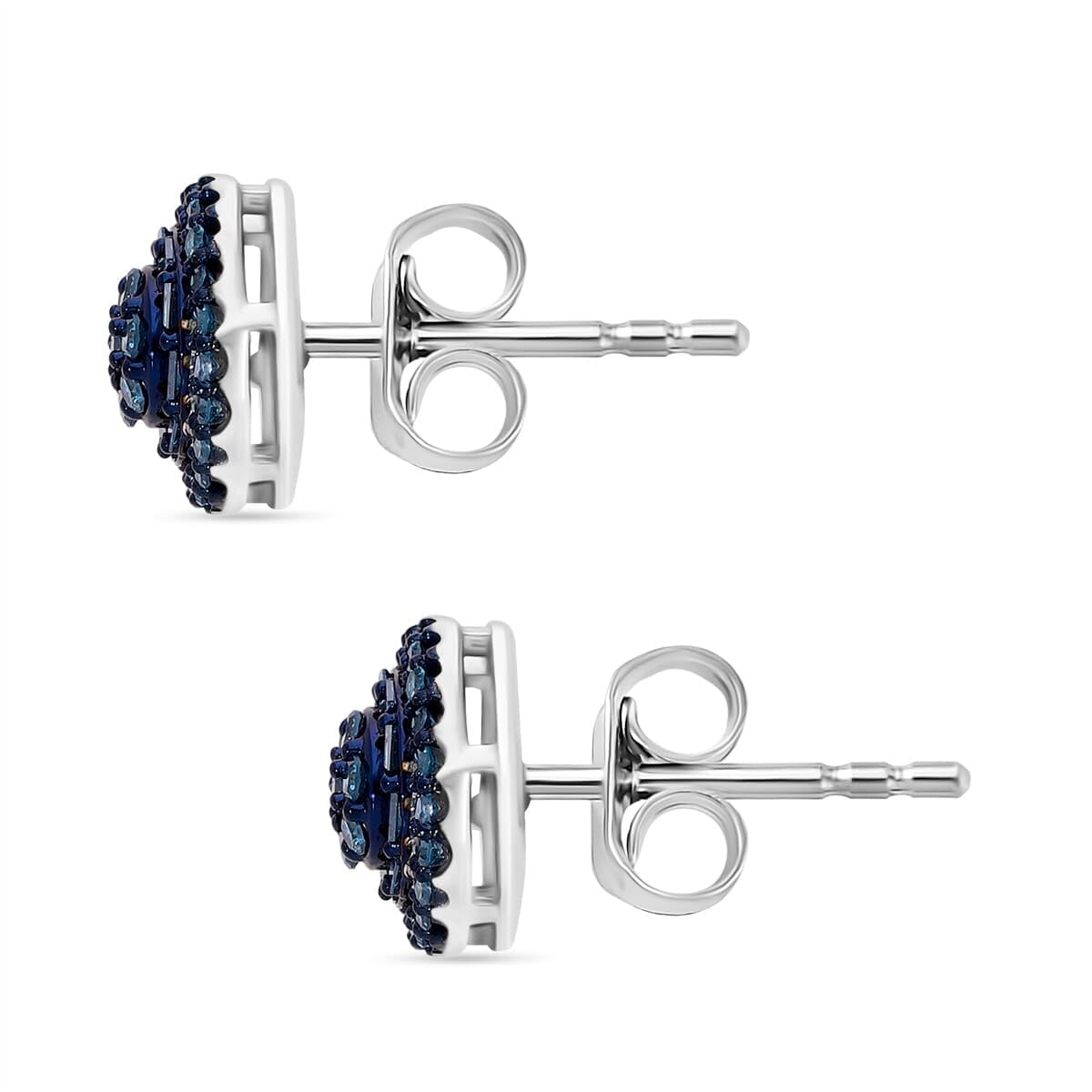Blue Diamond I1-I2 0.50 Ct A Touch of Luxury Earrings in Platinum Plated Sterling Silver Birthday Christmas Gifts - Image 3