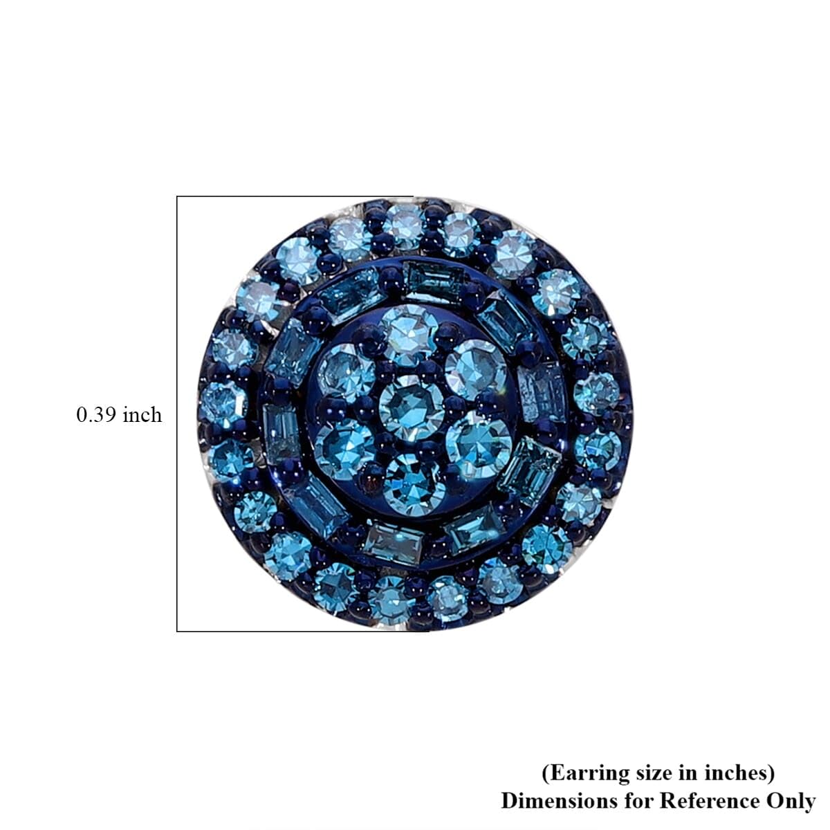Blue Diamond I1-I2 0.50 Ct A Touch of Luxury Earrings in Platinum Plated Sterling Silver Birthday Christmas Gifts - Image 4