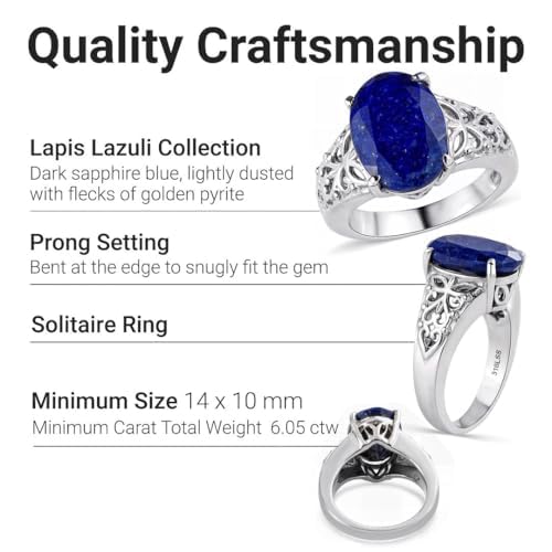 Blue Lapis Lazuli Rings - Birthstone Rings for Women in Stainless Steel Jewelry - Statement Promise Cute Wedding Gemstone Jewelry Her- Birthday Anniversary Engagement - Christmas Gifts for Womens - Image 5