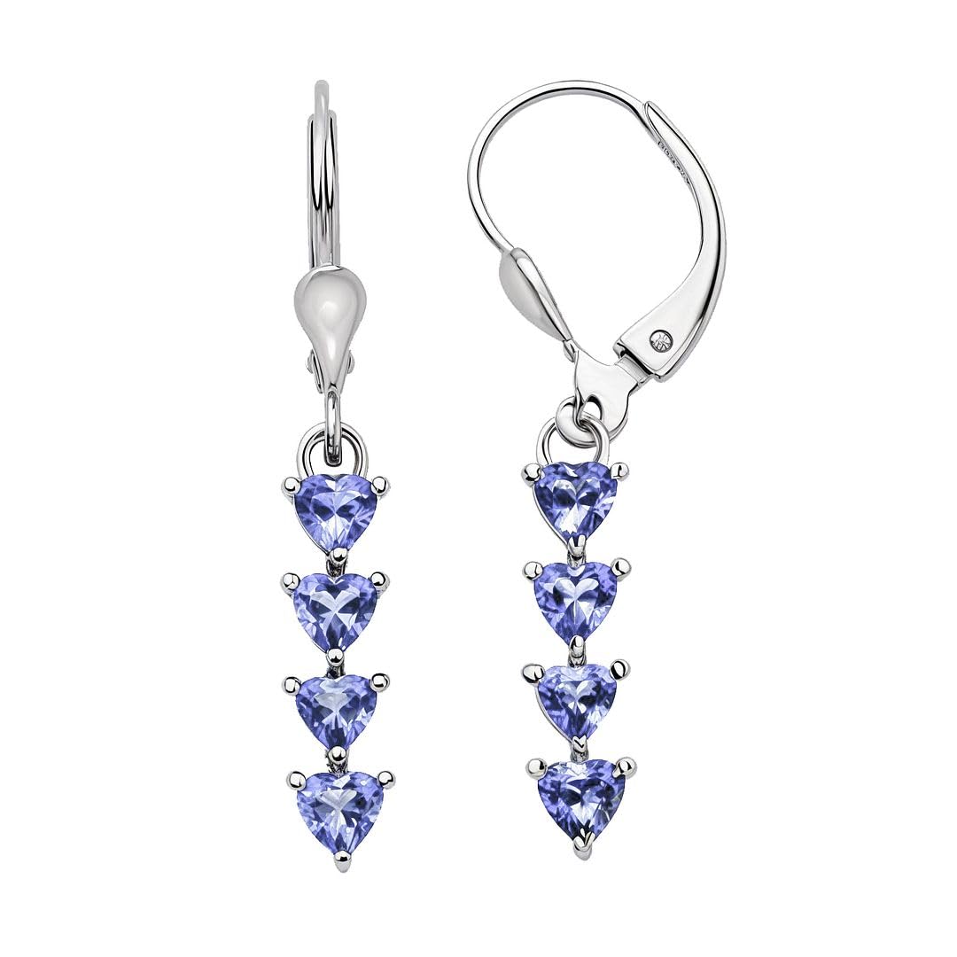 Blue Tanzanite Earrings in 925 Sterling Silver - Cute Teardrop Dangle Earrings for Women - Birthstone Jewelry Anniversary Birthday Christmas Gifts for Women