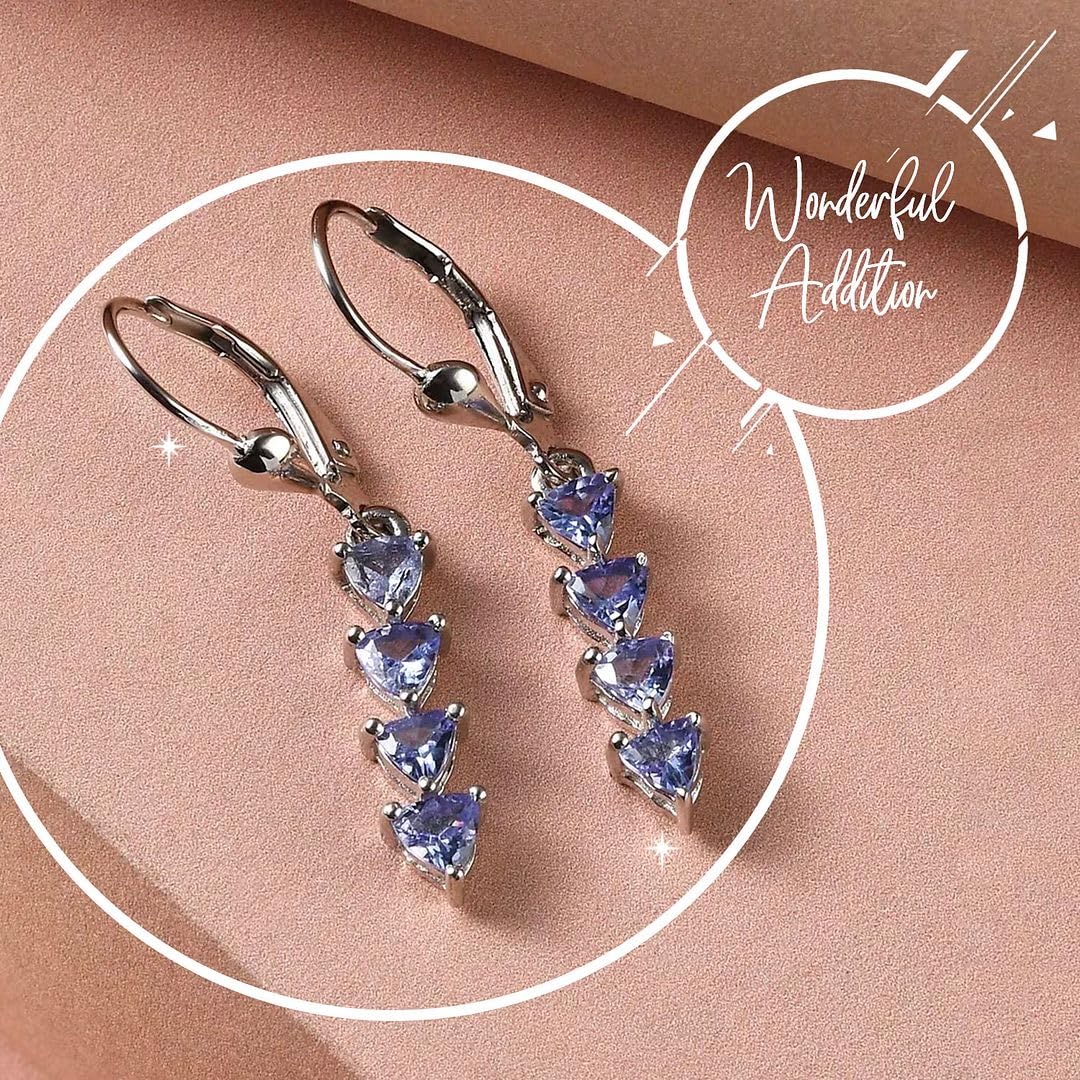 Blue Tanzanite Earrings in 925 Sterling Silver - Cute Teardrop Dangle Earrings for Women - Birthstone Jewelry Anniversary Birthday Christmas Gifts for Women - Image 4