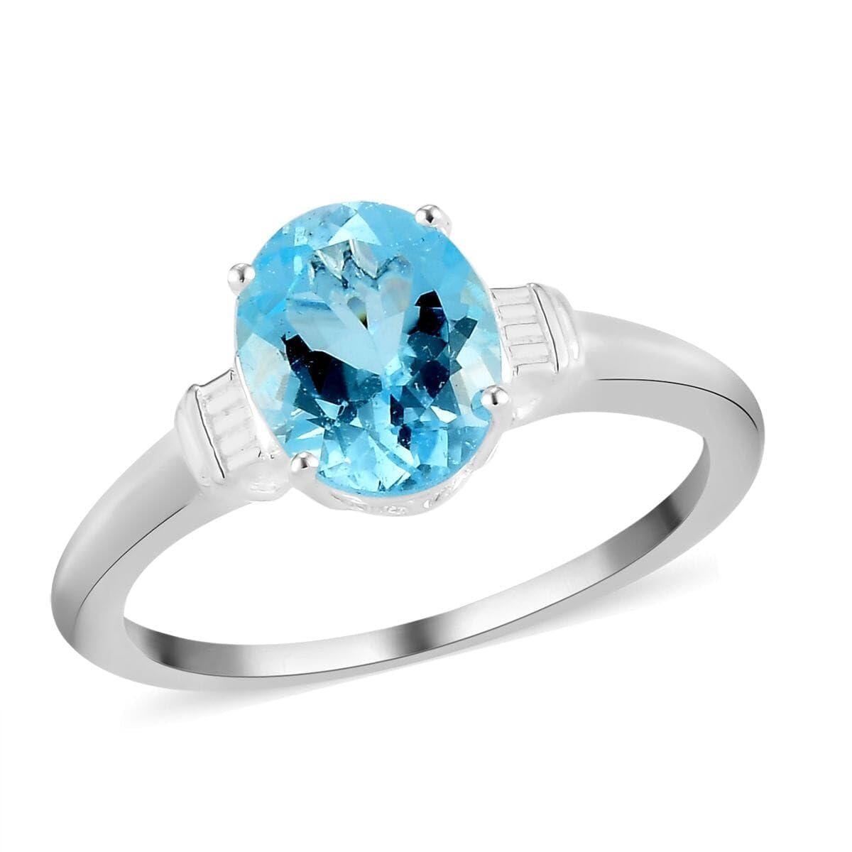 Blue Topaz Ring in 925 Sterling Silver Birthstone Rings for Women - Promise Cute Sparkling Fashion Statement Jewelry Shine Her- Anniversary Engagement Wedding Birthday Christmas Gifts for Women