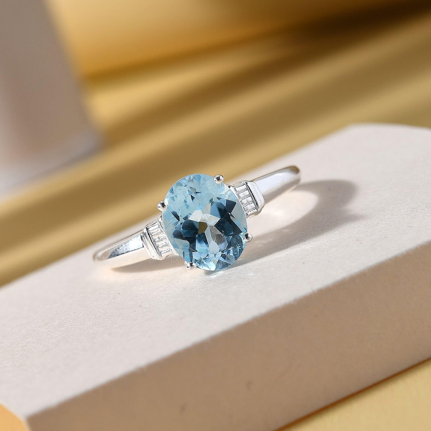 Blue Topaz Ring in 925 Sterling Silver Birthstone Rings for Women - Promise Cute Sparkling Fashion Statement Jewelry Shine Her- Anniversary Engagement Wedding Birthday Christmas Gifts for Women - Image 4