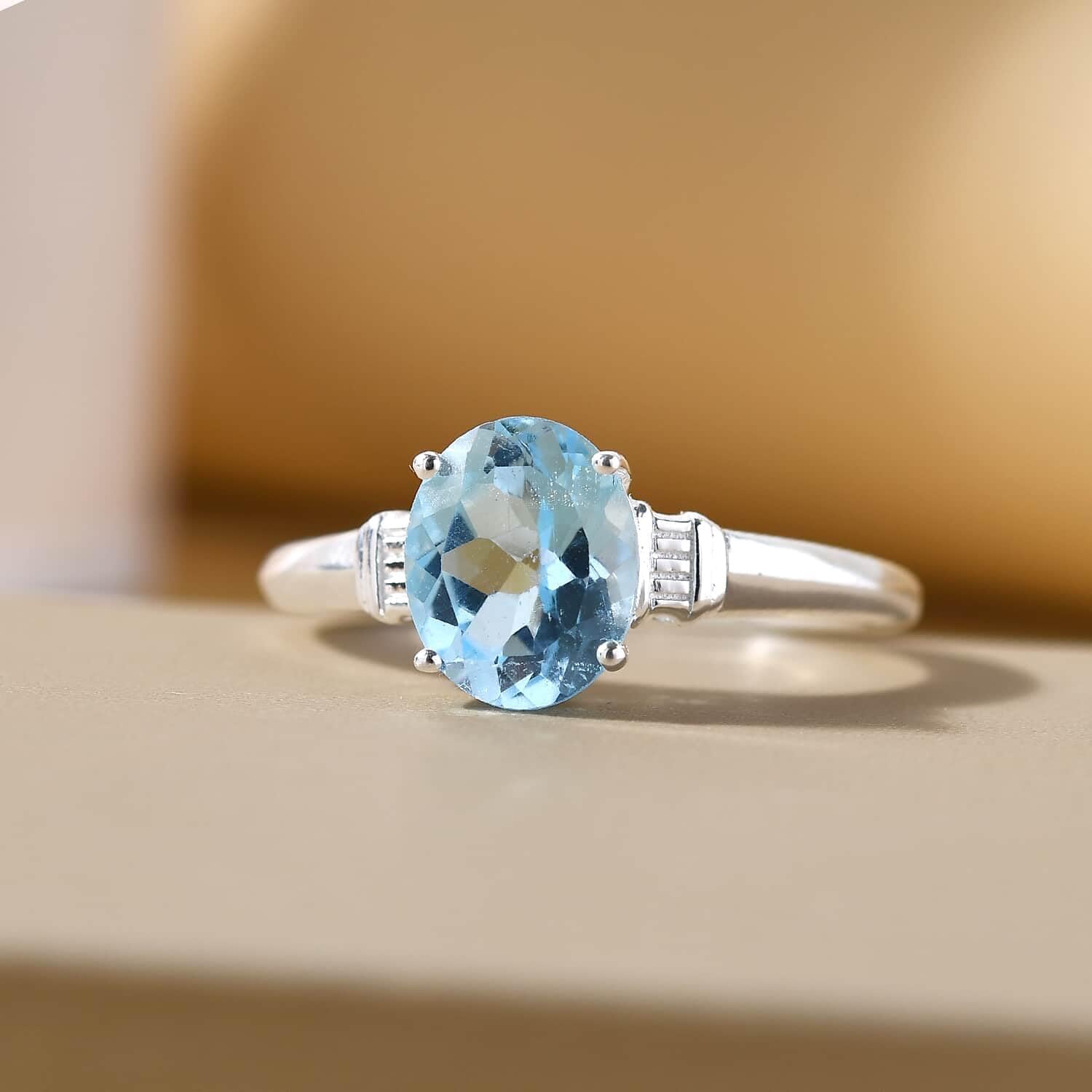 Blue Topaz Ring in 925 Sterling Silver Birthstone Rings for Women - Promise Cute Sparkling Fashion Statement Jewelry Shine Her- Anniversary Engagement Wedding Birthday Christmas Gifts for Women - Image 5