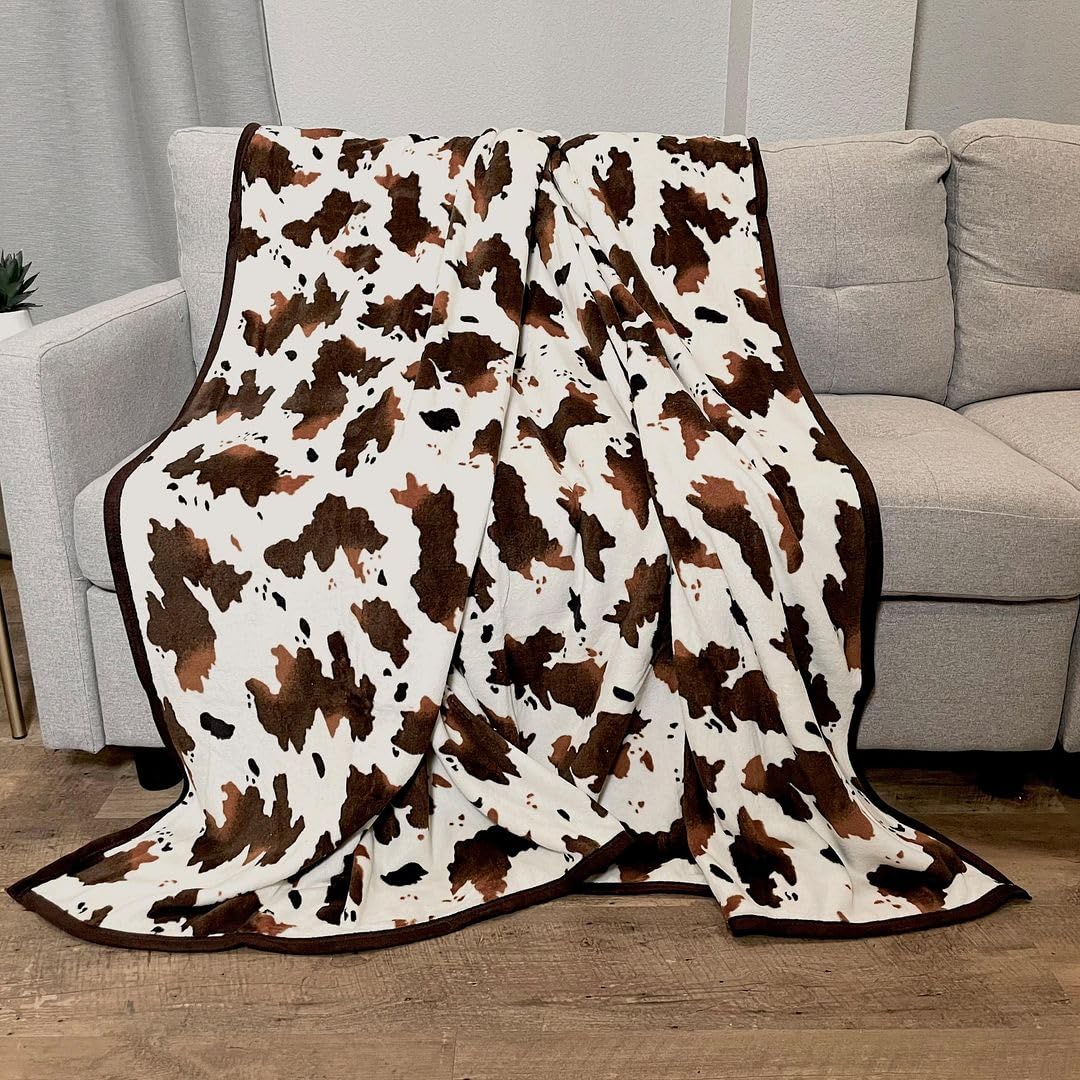 Brown Cow Print Blanket White Throw for Couch Fleece for Bed Print Stuff Fluffy & Throws Soft Fuzzy Blanket Birthday Mothers Day Birthday - Image 6