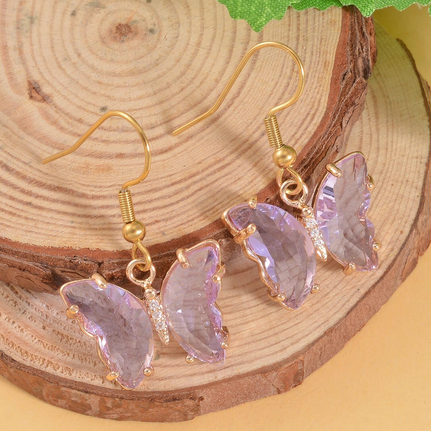 Butterfly Dangle Earrings for Women - Butterfly Wing Dangling Earrings - Cubic Zirconia and Colored Glasses Drop Earrings in Goldtone Statement Jewelry - Anniversary, Christmas Gifts for Women - Image 2