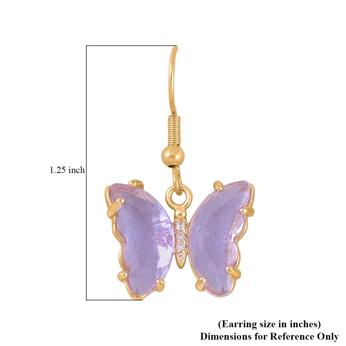 Butterfly Dangle Earrings for Women - Butterfly Wing Dangling Earrings - Cubic Zirconia and Colored Glasses Drop Earrings in Goldtone Statement Jewelry - Anniversary, Christmas Gifts for Women - Image 5