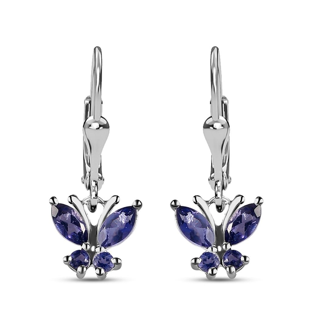 Butterfly Earrings for Women 925 Sterling Silver Lever Back Dangle Birthstone Earrings Birthday Christmas Gifts for Women