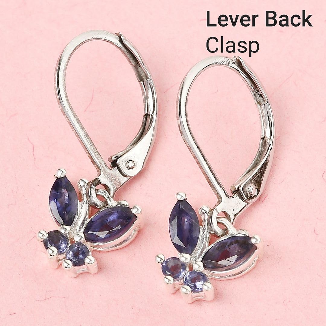 Butterfly Earrings for Women 925 Sterling Silver Lever Back Dangle Birthstone Earrings Birthday Christmas Gifts for Women - Image 2