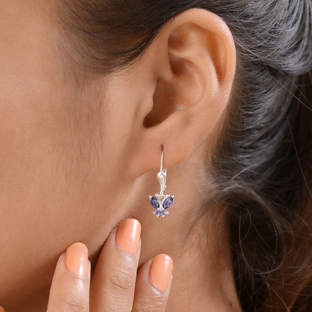 Butterfly Earrings for Women 925 Sterling Silver Lever Back Dangle Birthstone Earrings Birthday Christmas Gifts for Women - Image 3
