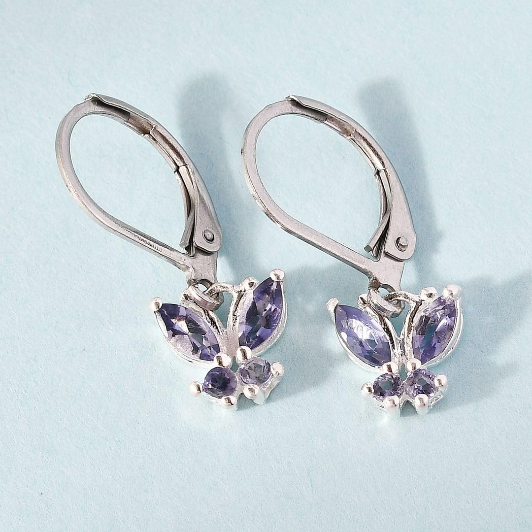 Butterfly Earrings for Women 925 Sterling Silver Lever Back Dangle Birthstone Earrings Birthday Christmas Gifts for Women - Image 4