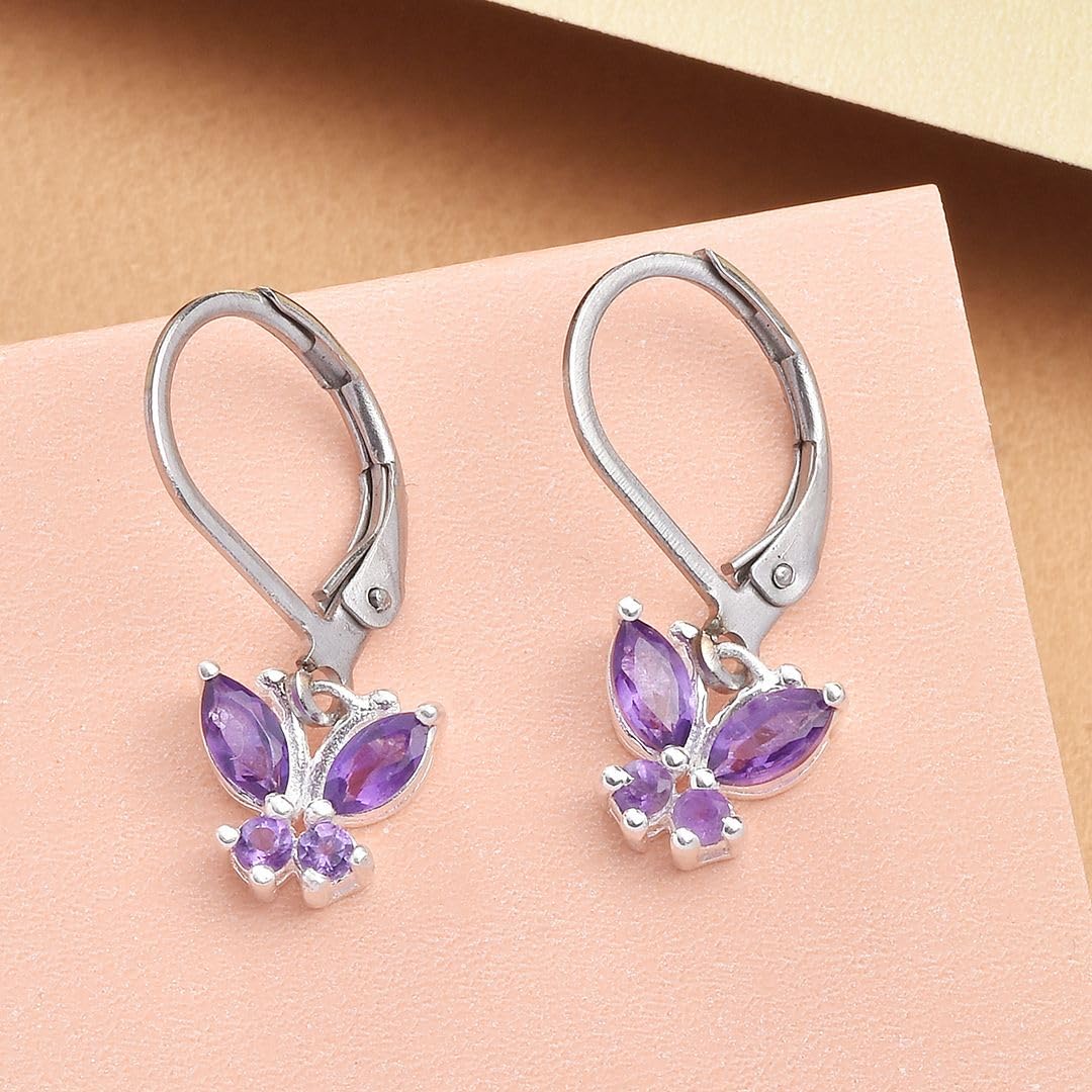 Butterfly Earrings for Women 925 Sterling Silver Lever Back Dangle Birthstone Earrings Birthday Christmas Gifts for Women - Image 4