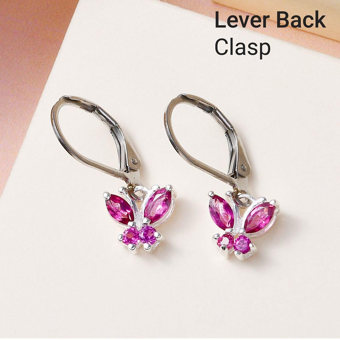 Butterfly Earrings for Women 925 Sterling Silver Lever Back Dangle Birthstone Earrings Birthday Christmas Gifts for Women - Image 2