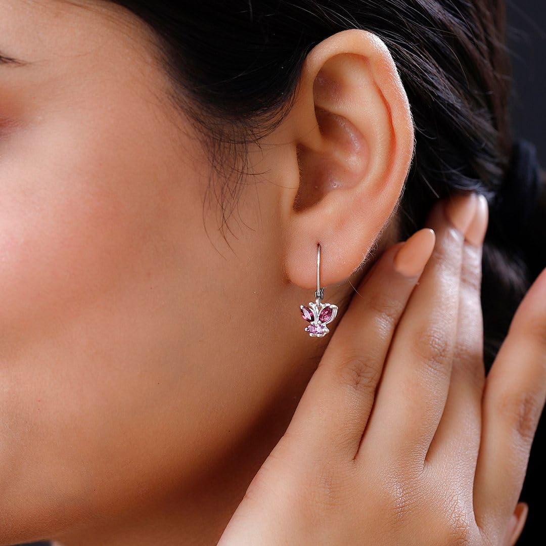 Butterfly Earrings for Women 925 Sterling Silver Lever Back Dangle Birthstone Earrings Birthday Christmas Gifts for Women - Image 3