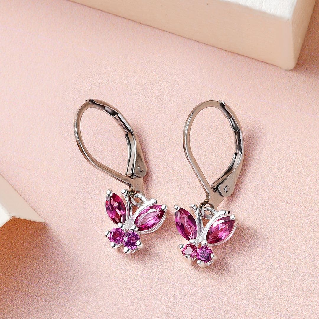 Butterfly Earrings for Women 925 Sterling Silver Lever Back Dangle Birthstone Earrings Birthday Christmas Gifts for Women - Image 4