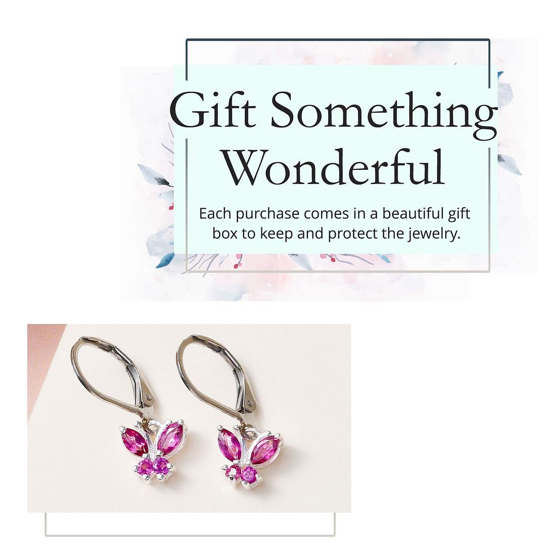 Butterfly Earrings for Women 925 Sterling Silver Lever Back Dangle Birthstone Earrings Birthday Christmas Gifts for Women - Image 6