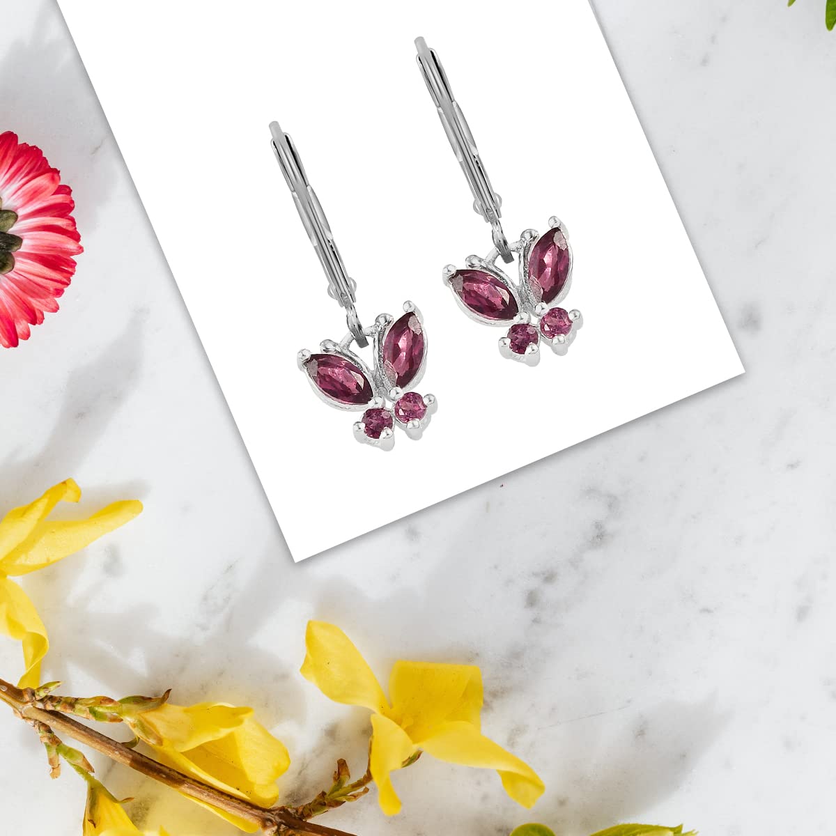 Butterfly Earrings for Women 925 Sterling Silver Lever Back Dangle Birthstone Earrings Birthday Christmas Gifts for Women - Image 8
