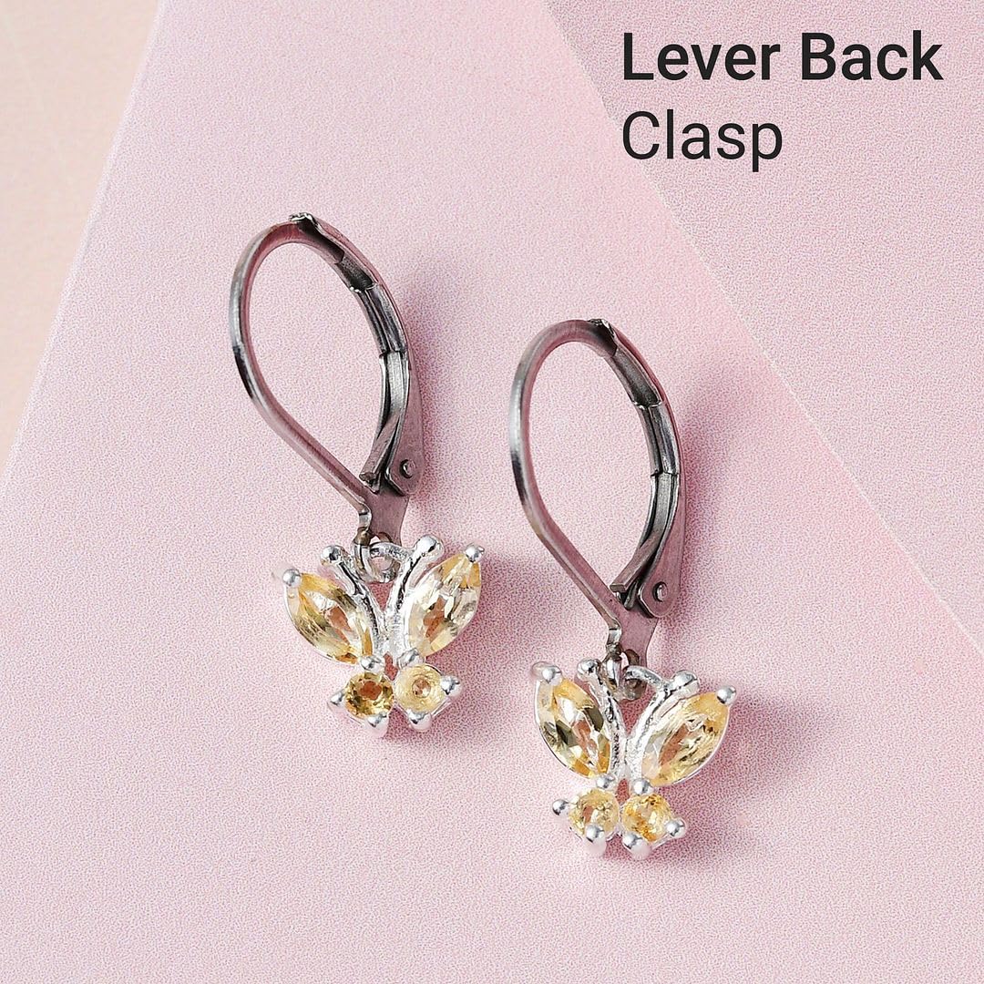 Butterfly Earrings for Women 925 Sterling Silver Lever Back Dangle Birthstone Earrings Birthday Christmas Gifts for Women - Image 2