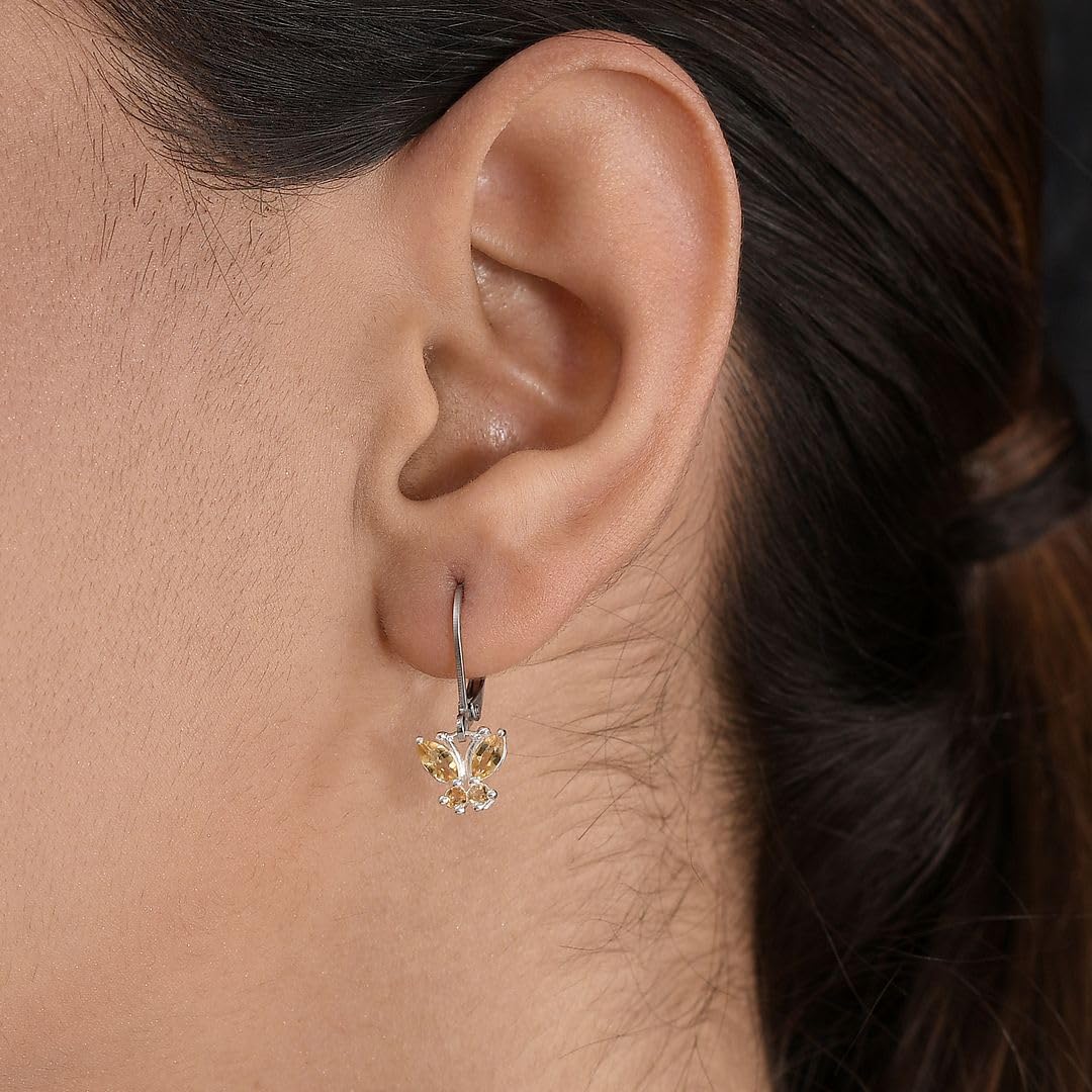 Butterfly Earrings for Women 925 Sterling Silver Lever Back Dangle Birthstone Earrings Birthday Christmas Gifts for Women - Image 3