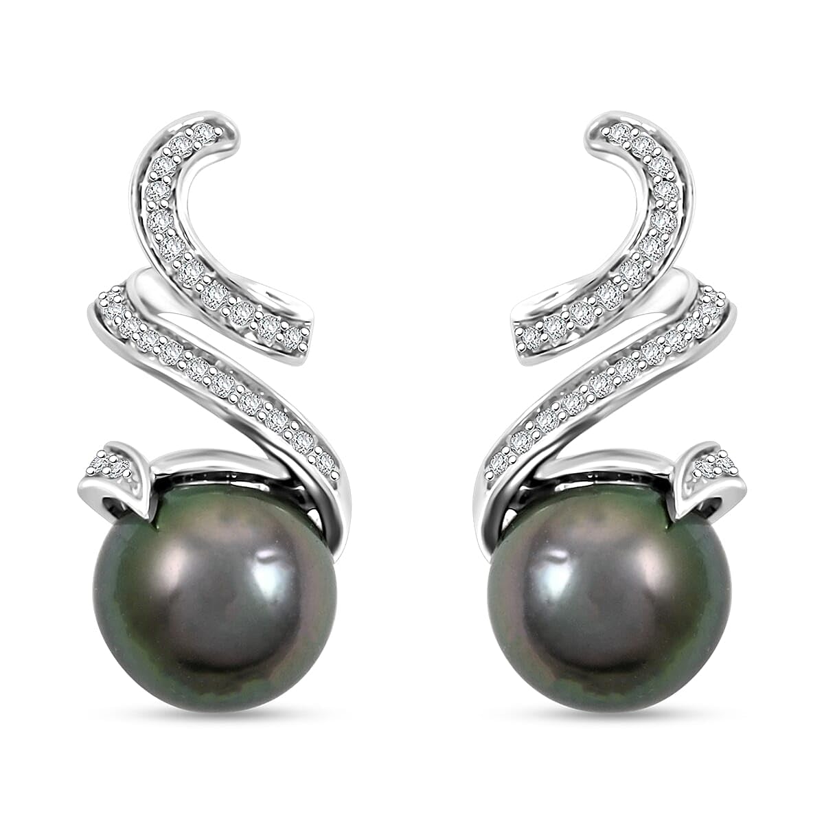 Certified & Appraised Iliana 18K White Gold AAA Pearl 9.510mm and SI Diamond Earrings 0.21 ctw Christmas Gifts