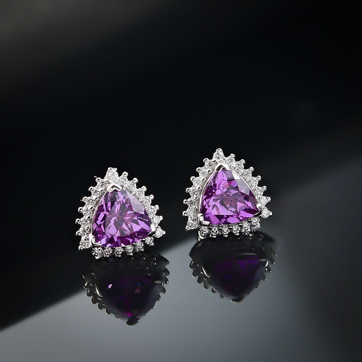 Certified & Appraised Luxuriant 10K White Gold AAA Lab Grown Purple Sapphire and E-F VS Lab Grown Diamond 3.51 ctw Earrings Christmas Gifts