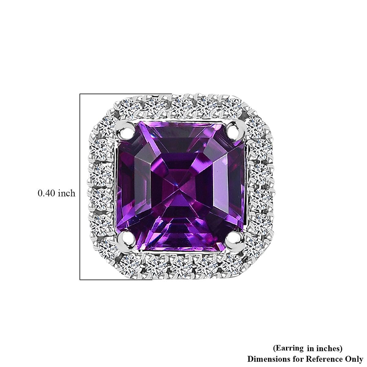 Certified & Appraised Luxuriant AAA Asscher Cut Lab Grown Purple Sapphire and E-F VS Lab Grown Diamond 5.16 ctw Earrings in 10K White Gold Christmas Gifts - Image 3