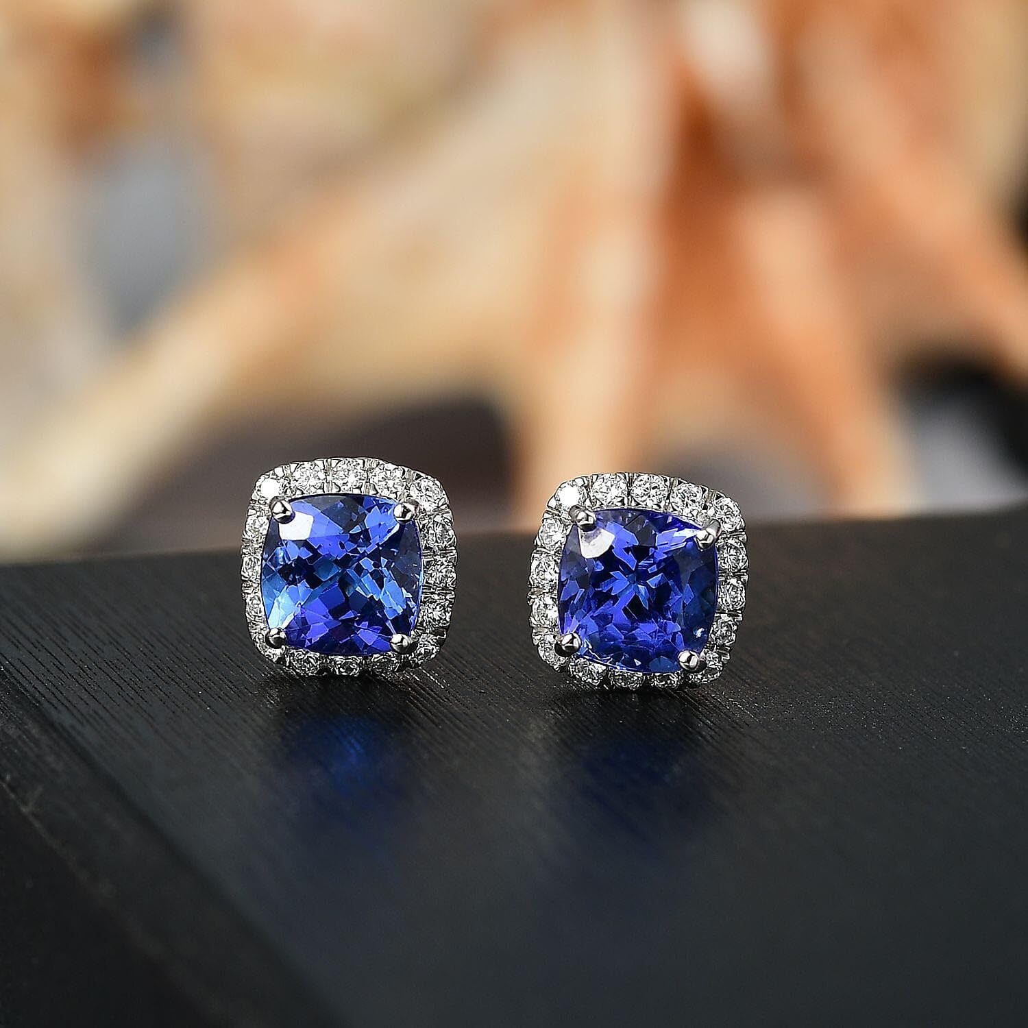 Certified & Appraised Rhapsody AAAA Tanzanite and EF VS Diamond 2.80 ctw Stud Earrings in 950 Platinum Christmas Gifts - Image 2