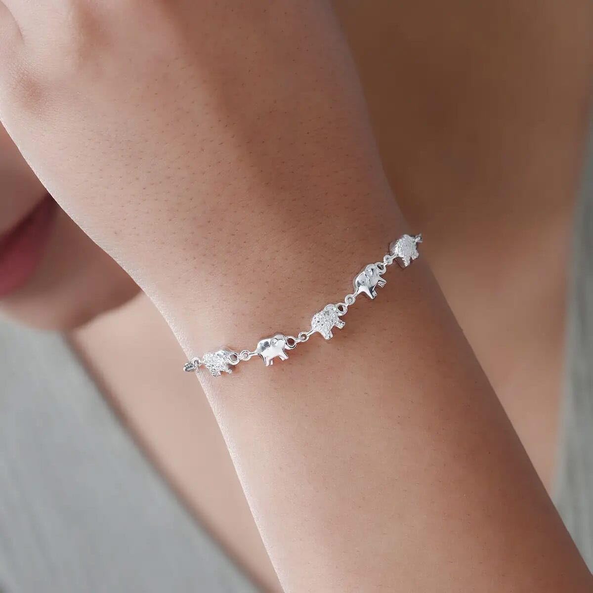 Charm Bracelet - Elephant, Dolphin & Dragonfly Bolo Bracelets for Women - Platinum Plated 925 Sterling Silver & Steel Adjustable Bracelet with Cubic Zirconia Crystals - 9.5" Christmas Gifts - Image 3