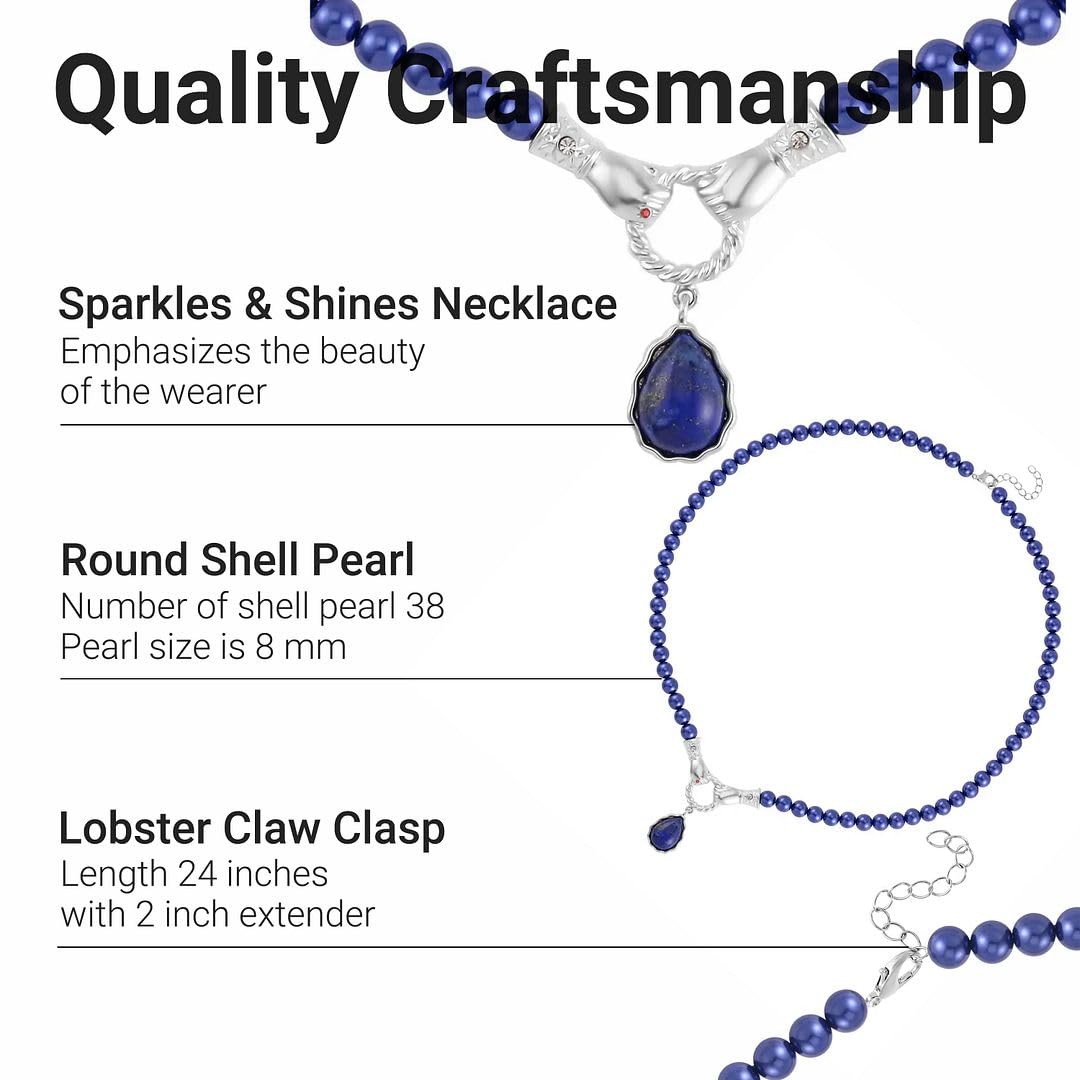 Composite Shell Beaded Pearl Necklace - Pearl Necklaces for Women in Silvertone 24 Inches with 2 Inch Extender Size 8mm Pearl Jewelry Birthday Christmas Gifts - Image 3