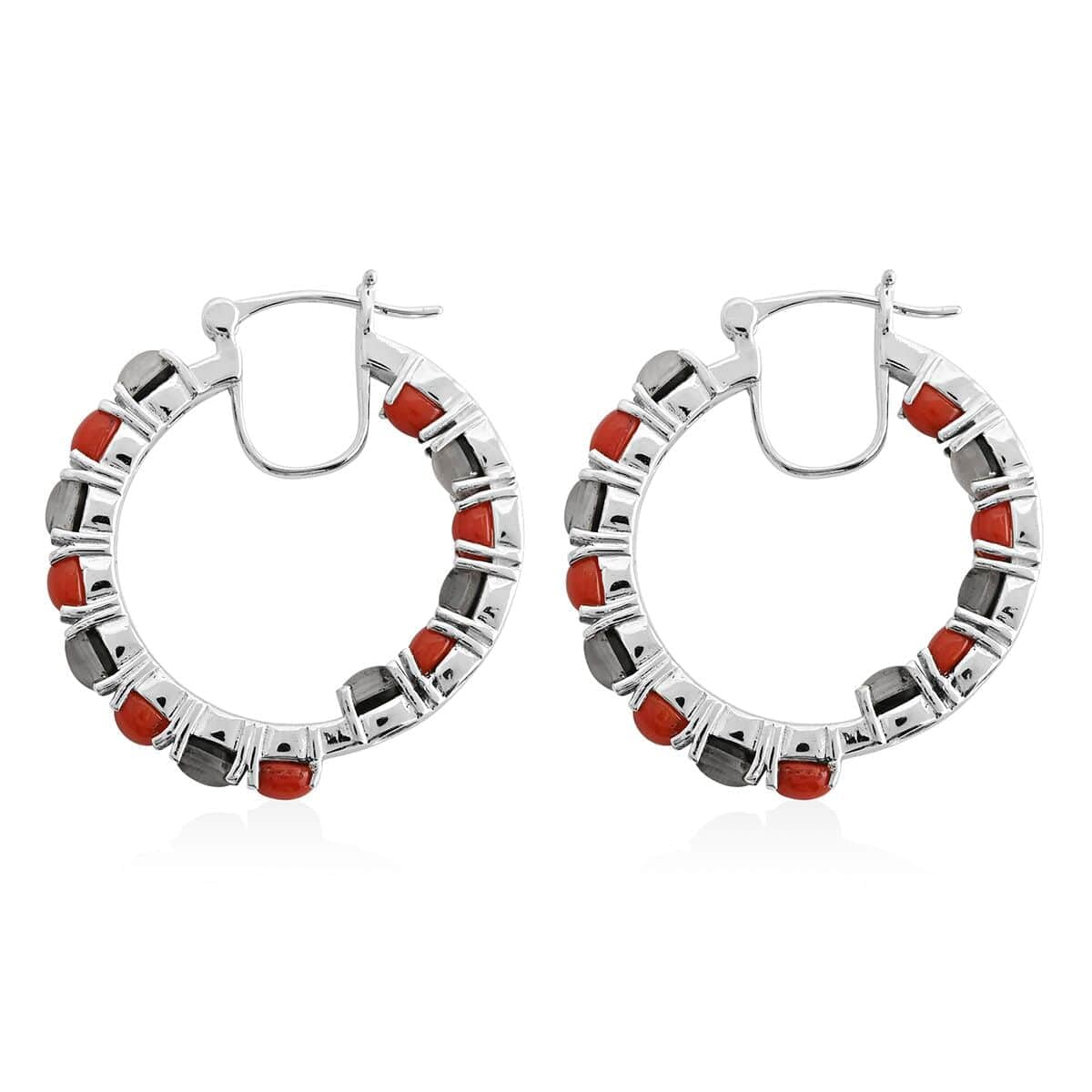 Coral Opal 925 Sterling Silver Rhodium Plated Inside-Out Hoops Hoop Earrings for Women Jewelry 7.10 Grams Ct 4.71 Birthday Christmas Gifts for Women - Image 4