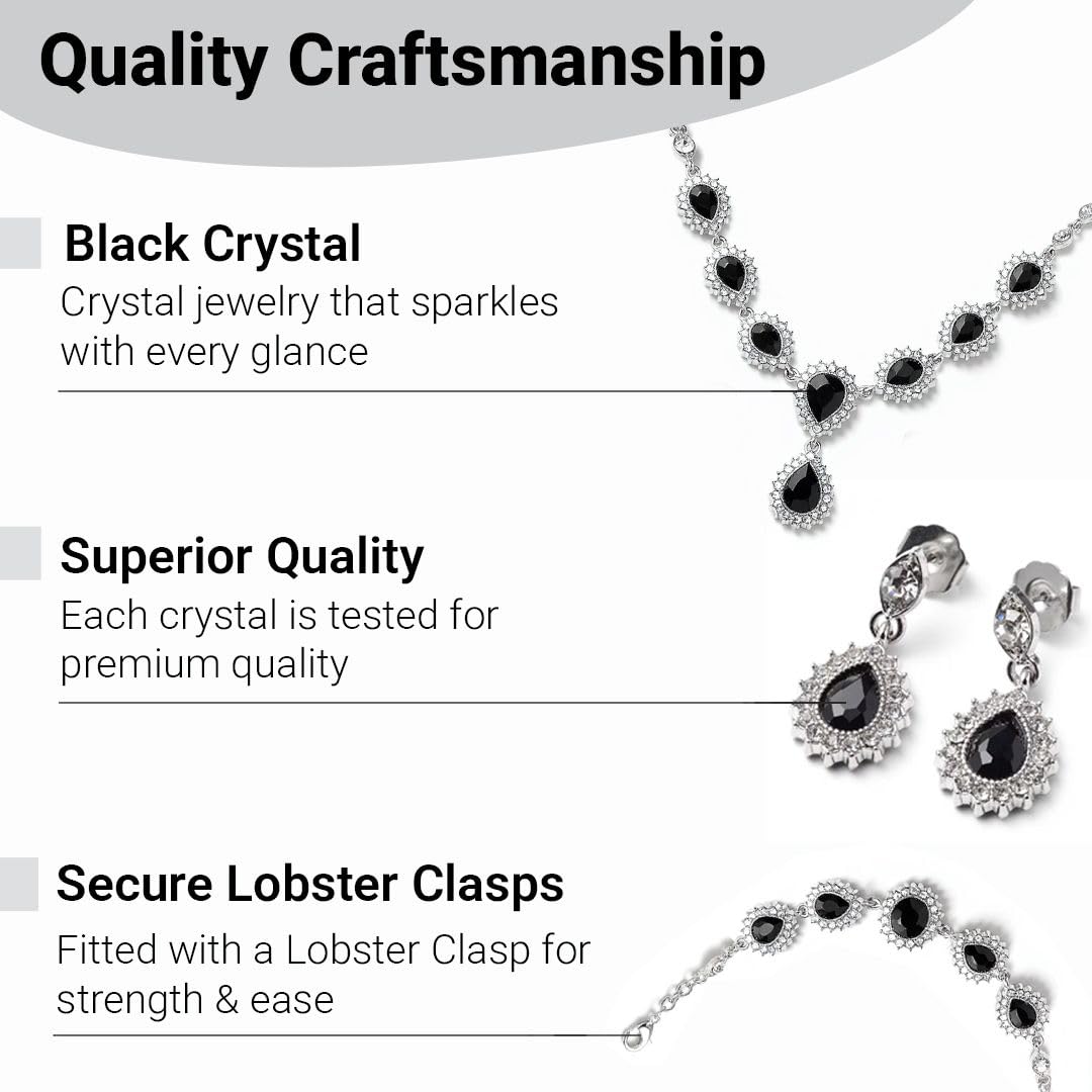 Costume Jewelry Set for Womens Teardrop Necklace - Bracelet Earrings Crystal Bridal Wedding Jewelry - Sets for Brides Bridal Necklace 20" & Bracelet 7.5'' Engagement, Birthday Christmas Gifts - Image 4