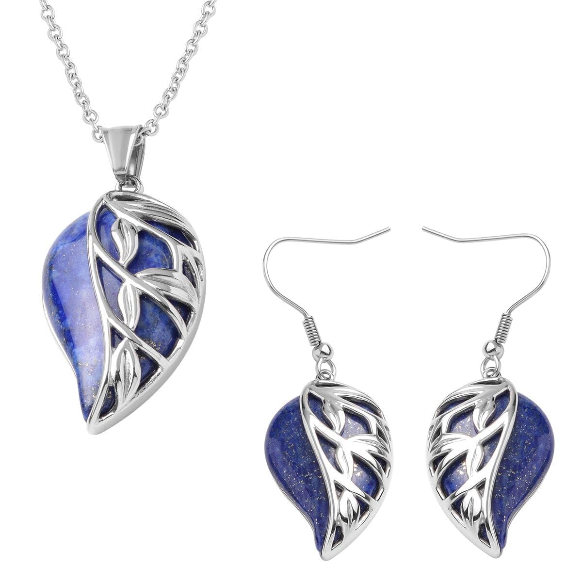 Costume Jewelry Set Leaf Floral Earrings for Womens - Necklaces Stainless Steel Size 20 Inches - Flower Statement Jewelry - Engagement, Wedding, Anniversary - Birthday Christmas Gifts for Women