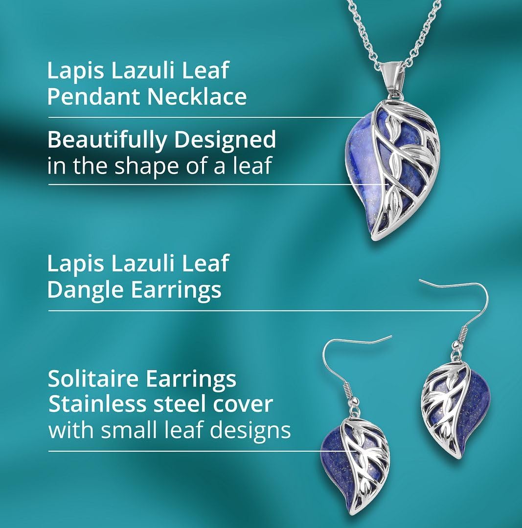 Costume Jewelry Set Leaf Floral Earrings for Womens - Necklaces Stainless Steel Size 20 Inches - Flower Statement Jewelry - Engagement, Wedding, Anniversary - Birthday Christmas Gifts for Women - Image 4