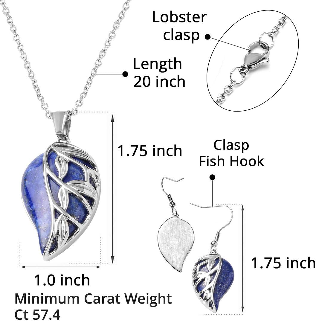Costume Jewelry Set Leaf Floral Earrings for Womens - Necklaces Stainless Steel Size 20 Inches - Flower Statement Jewelry - Engagement, Wedding, Anniversary - Birthday Christmas Gifts for Women - Image 5