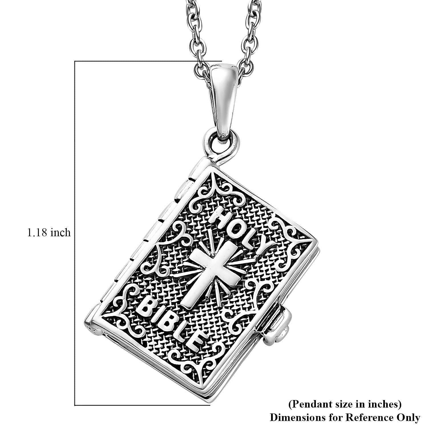 Cross Necklace for Women Openable Holy Bible Pendant 925 Sterling Silver Metal Pages Inside with 20 Inch Stainless Steel Chain Christian Jewelry Birthday Christmas Gifts for Women - Image 3