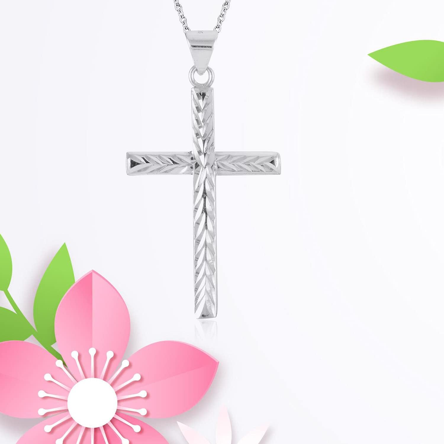Cross Pendant Necklace 925 Sterling Silver 2.30 G - Catholic Faith Christian Religious Birthday Jewelry for Women - Cute Shiny Durable Her Engagement Wedding Anniversary Birthday Christmas Gifts - Image 6