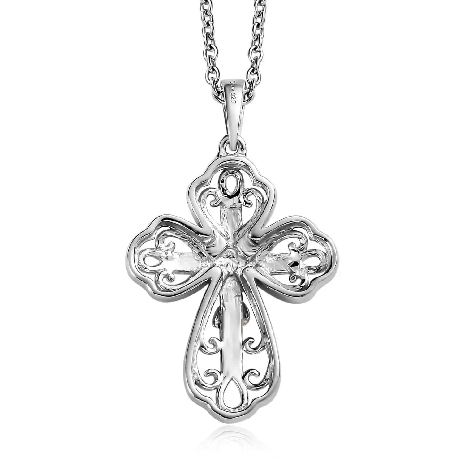 Crucifix Cross Dainty Chain Pendant Necklace 925 Sterling Silver Platinum Plated Stainless Steel 20" Costume Jewelry for Women Catholic Faith Christian Religious Birthday Christmas Gifts - Image 6