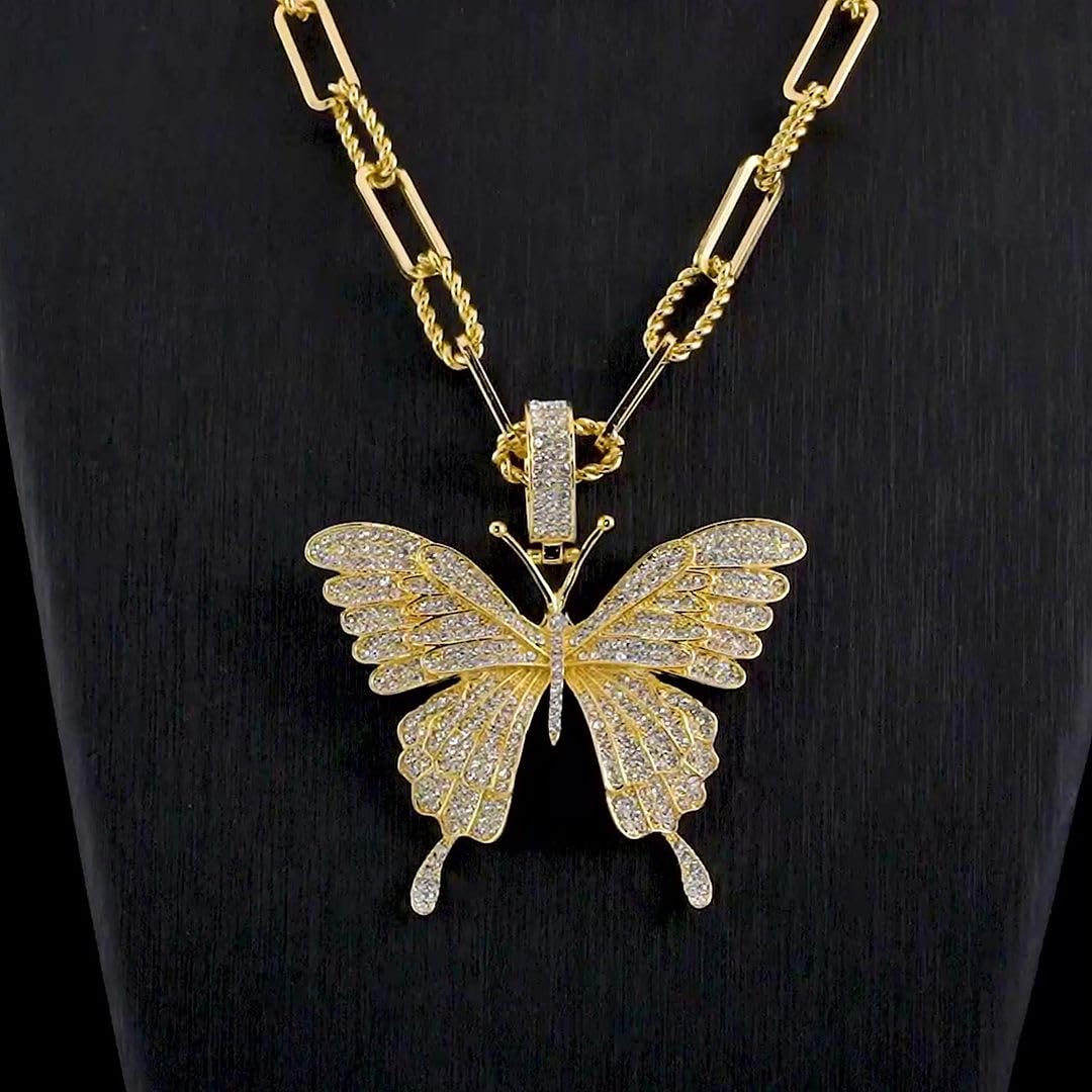 Crystal Butterfly Necklace 20 Inches with 2 Inch Extender in Rose/Silver/Goldtone - Butterfly Necklaces for Women Butterfly Jewelry Paperclip Chain Necklace Butterfly Christmas Gifts - Image 4