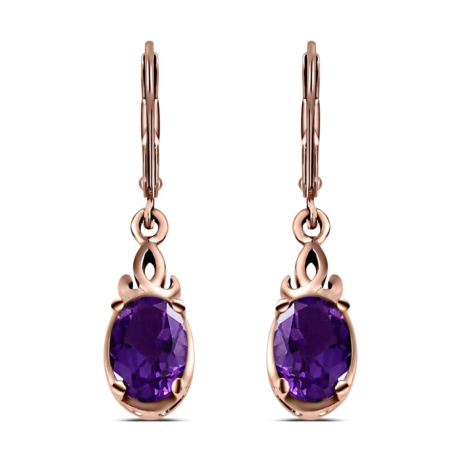Ct 1 Purple Amethyst Dangle Earrings for Women Jewelry 925 Sterling Silver Birthstone Lever Back Costume Jewelry for Women Birthday Christmas Gifts