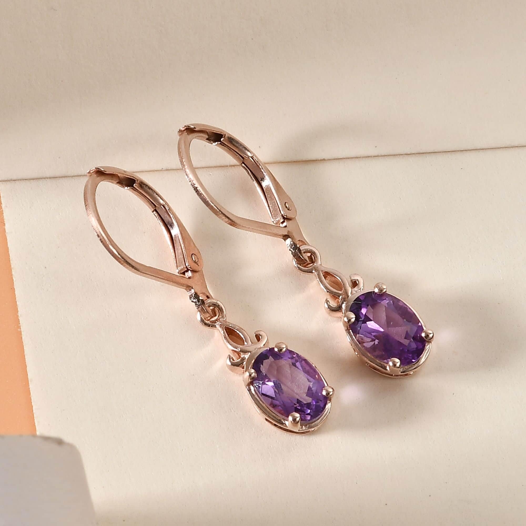 Ct 1 Purple Amethyst Dangle Earrings for Women Jewelry 925 Sterling Silver Birthstone Lever Back Costume Jewelry for Women Birthday Christmas Gifts - Image 2