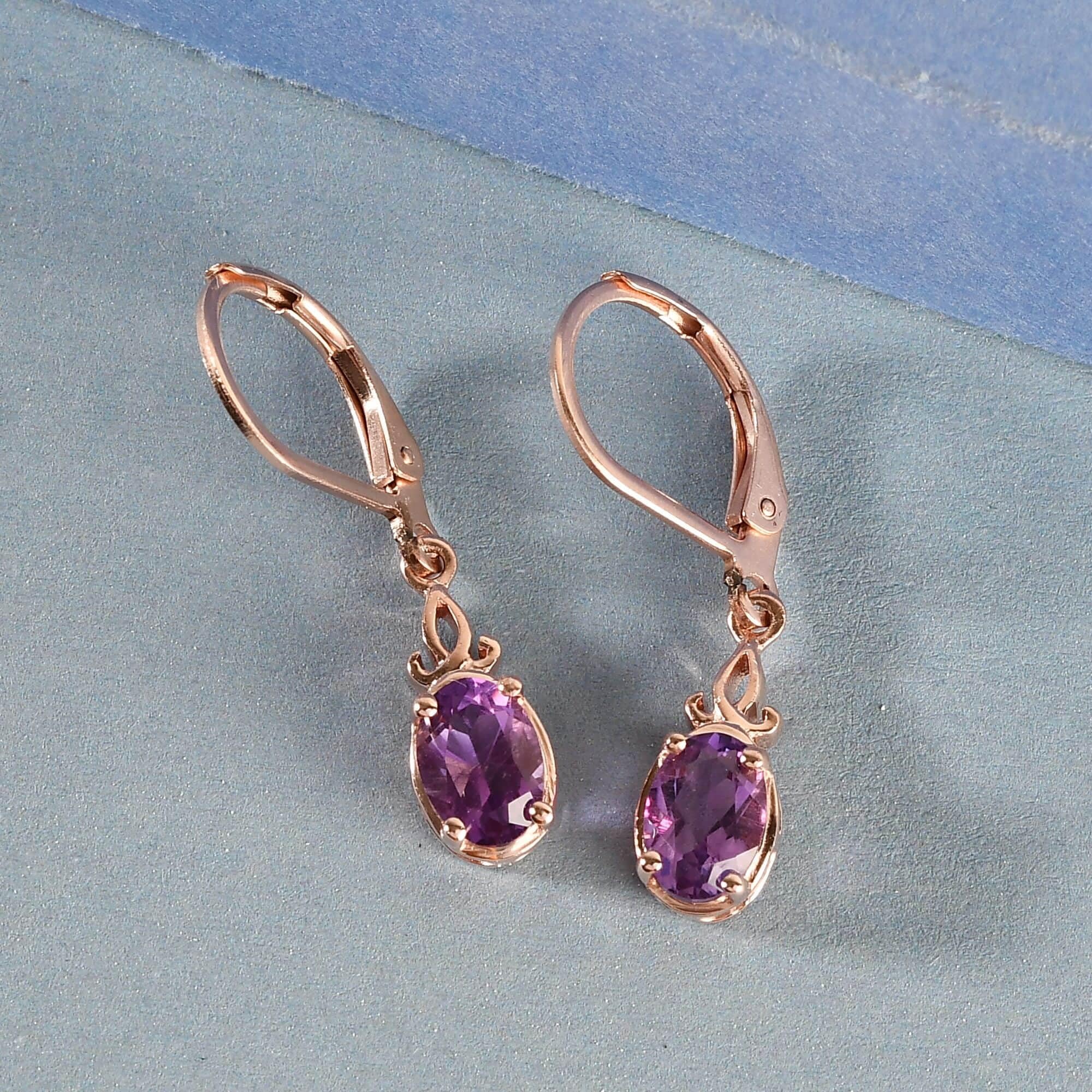 Ct 1 Purple Amethyst Dangle Earrings for Women Jewelry 925 Sterling Silver Birthstone Lever Back Costume Jewelry for Women Birthday Christmas Gifts - Image 3