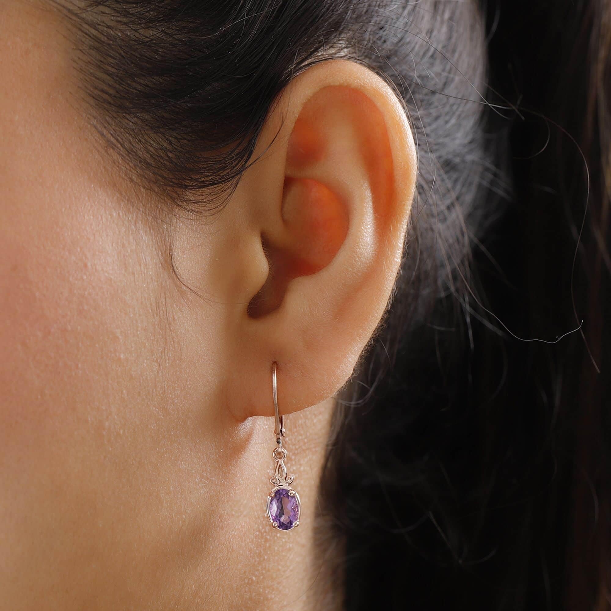 Ct 1 Purple Amethyst Dangle Earrings for Women Jewelry 925 Sterling Silver Birthstone Lever Back Costume Jewelry for Women Birthday Christmas Gifts - Image 4