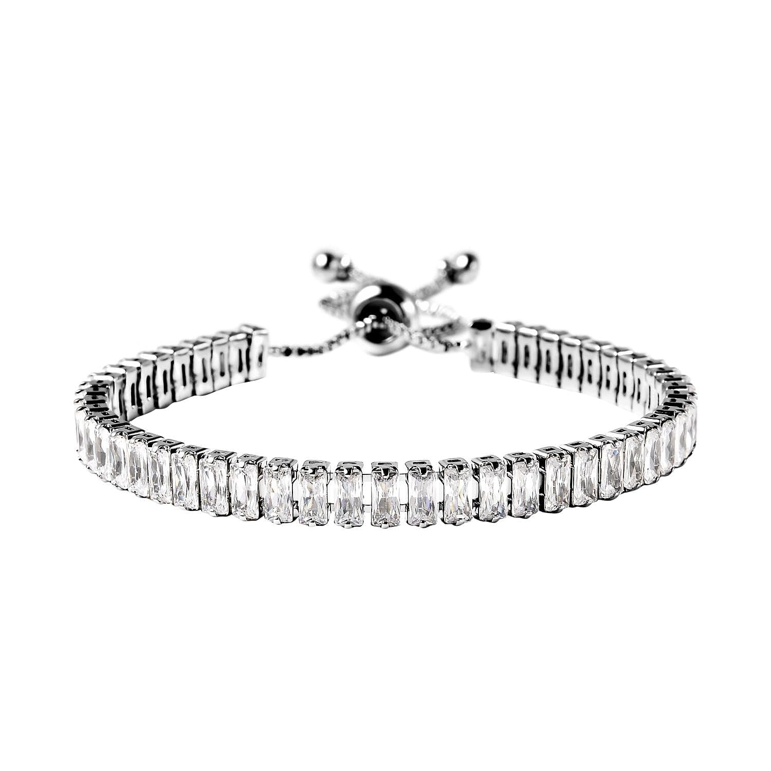 Cubic Zirconia Bolo Tennis Bracelet for Women - White Adjustable Tennis Bracelets Cute Cubic Zirconia Statement Jewelry - Engagement, Wedding, Anniversary - Birthday Christmas Gifts for Womens