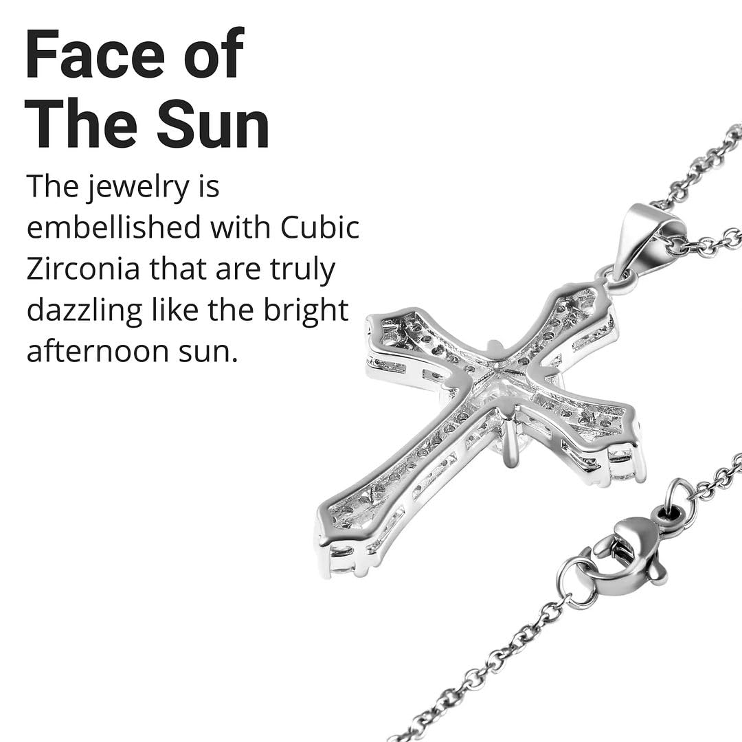 Cubic Zirconia Cross Necklace for Women - Stainless Steel Cz Pendant Faith Religious Jewelry - ION Plated Gold Cross Chain Size 20 Inches Wedding, Anniversary - Christian Birthday Christmas Gifts - Image 6